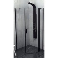 Polysan Zoom Line Black cabine de douche 90x90 cm semi-circulaire noir mat/verre transparent ZL2615BR