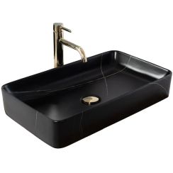 Rea Denis Black Stone Matt umywalka nablatowa 61x35 cm czarny mat/imitacja kamienia REA-U6510
