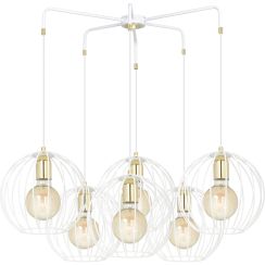 Emibig Albio lampe suspendue 6x15 W blanc-doré 145/6