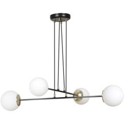 Emibig Ognis lampe suspendue 4x10 W noir-doré-laiteux 966/4