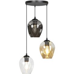 Emibig Istar lampe suspendue 3x15 W noir-transparent-ambre-graphite 682/3PREM