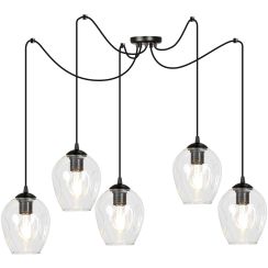Emibig Level lampe suspendue 5x15 W noir-transparent 756/5
