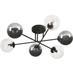 Emibig Brendi plafonnier 6x10 W noir-transparent-graphite 834/6B1