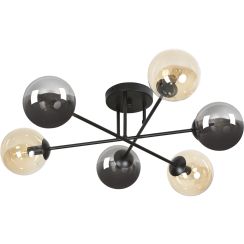 Emibig Brendi plafonnier 6x10 W noir-ambré-graphite 834/6B3