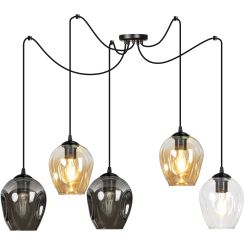 Emibig Level lampe suspendue 5x15 W noir-transparent-ambre-graphite 759/5