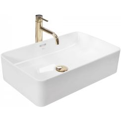 Rea Berta umywalka 56x35,5 cm prostokątna nablatowa biała REA-U5055