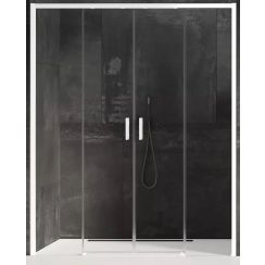 New Trendy Prime porte de douche 180 cm coulissant blanc mat/verre transparent D-0439A