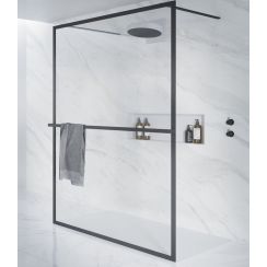 Riho Lucid GD401 Walk-In ścianka prysznicowa 140 cm wolnostojąca czarny mat/szkło przezroczyste G005032121