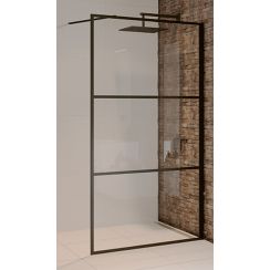 Riho Grid ścianka prysznicowa 140 cm czarny mat/szkło ze wzorem G004028121