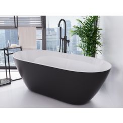 Besco Moya baignoire autoportante 159x68.4 cm ovale bicolore #WMMC-160-MGR
