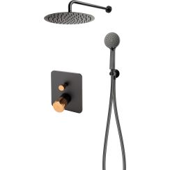 FDesign Ardesia ensemble de douche encastré oui noir-doré FD1-ARD-7PSET1-25
