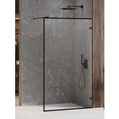 New Trendy Avexa White ścianka prysznicowa walk-in 130 cm czarny mat/szkło przezroczyste EXK-2663