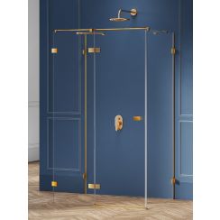 New Trendy Avexa Gold Brushed kabina prysznicowa 120x110 cm prostokątna lewa złoty szczotkowany/szkło przezroczyste EXK-3098
