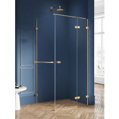 New Trendy Avexa Gold Brushed kabina prysznicowa 120x120 cm kwadratowa prawa złoty szczotkowany/szkło przezroczyste EXK-3069