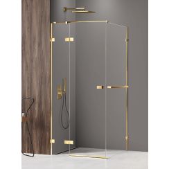 New Trendy Avexa Gold Shine kabina prysznicowa 120x110 cm prostokątna lewa złoty połysk/szkło przezroczyste EXK-3190