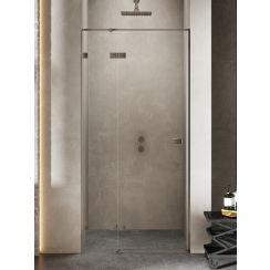 New Trendy Avexa Gunmetal Brushed porte de douche 140 cm à ouverture basculante graphite brossé/verre transparent EXK-3256