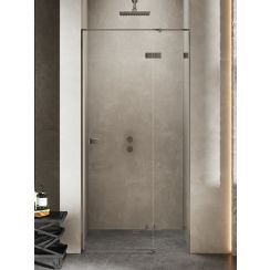 New Trendy Avexa Gunmetal Brushed porte de douche 140 cm à ouverture basculante graphite brossé/verre transparent EXK-3257