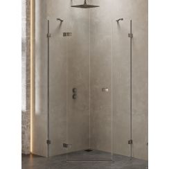 New Trendy Avexa Gunmetal Brushed cabine de douche 90x90 cm brossé/verre transparent EXK-3831