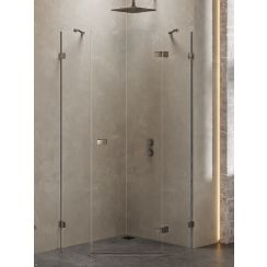 New Trendy Avexa Gunmetal Brushed cabine de douche 90x90 cm brossé/verre transparent EXK-3832