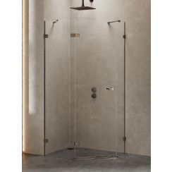 New Trendy Avexa Gunmetal Brushed cabine de douche 100x80 cm brossé/verre transparent EXK-3837