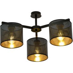 Emibig Jordan plafonnier 3x15 W noir-doré 1144/3