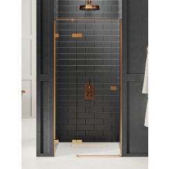 New Trendy Avexa Copper Brushed porte de douche 80 cm à ouverture basculante cuivre brossé/verre transparent EXK-3531