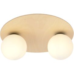 Emibig Kenzo plafonnier 2x10 W bois-opale 1142/2B