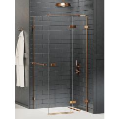 New Trendy Avexa Copper Brushed cabine de douche 90x80 cm rectangulaire cuivre brossé/verre transparent EXK-3637