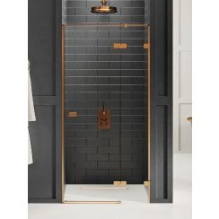 New Trendy Avexa Copper Brushed porte de douche 110 cm à ouverture basculante cuivre brossé/verre transparent EXK-3538