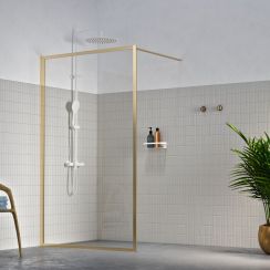 Sealskin Contour paroi de douche walk-in 140 cm doré brossé/verre transparent CDA31386495100