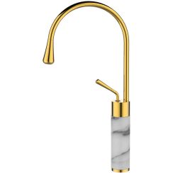 Invena Gabro mitigeur de lavabo sur pied blanc-doré BU-33-W13