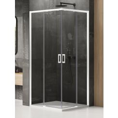 New Trendy Prime White cabine de douche 90x80 cm rectangulaire blanc mat/verre transparent D-0396A/D-0399A