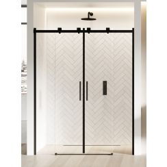 New Trendy Softi Black porte de douche 160 cm coulissant noir mat/verre transparent EXK-3962