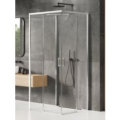 New Trendy Prime cabine de douche 90x80 cm rectangulaire chrome brillant/verre transparent K-1517
