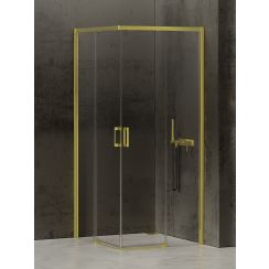 New Trendy Prime Light Gold cabine de douche 100x70 cm rectangulaire doré brillant/verre transparent D-0414A/D-0421A