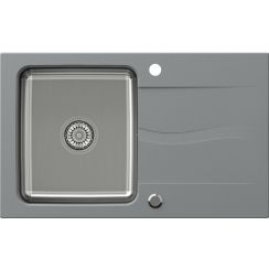 Quadron Michael évier granit-acier inoxydable 78x48 cm gris/graphite/onyx FUS_M7848SZ
