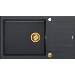 Quadron Evan évier graniteq 86x50 cm noir HCQE58650U8_PVDG1_P2O