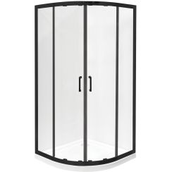 Besco Modern Black cabine de douche 90x90 cm semi-circulaire noir mat/verre transparent MPB-90-190-C