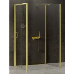 New Trendy Prime Light Gold cabine de douche 100x100 cm carrée doré brillant/verre transparent K-1507