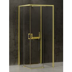 New Trendy Prime Light Gold cabine de douche 100x100 cm carrée doré brillant/verre transparent K-1195