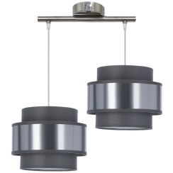 Candellux Hare lampe suspendue 2x60 W chrome-gris/cendre-argenté 32-18489