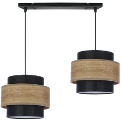 Candellux Twin lampe suspendue 2x40 W noir-bois-marron 32-17888