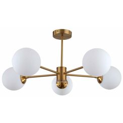 Light Prestige Roma plafonnier 5x40 W blanc-doré LP-1345/5PGD