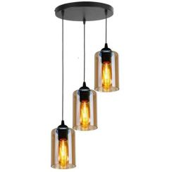 Candellux Bistro lampe suspendue 3x40 W noir-ambre 33-00576