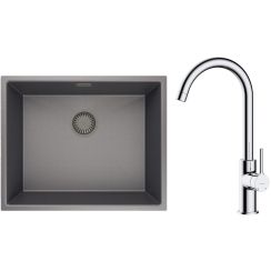 Set évier en acier inoxydable Oltens Stalvask 71101300, mitigeur de cuisine Oltens Skafta 35206100