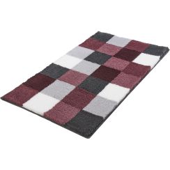 Kleine Wolke Caro tapis de bain 150x85 cm rectangulaire blanc-gris-noir-mélange de couleurs-bordeaux 5426407453