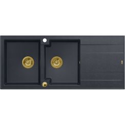 Quadron Evan évier graniteq 116x50 cm noir HQE11650U8_PVDG1_P2O