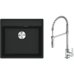 Set évier en granit Franke Maris 114.0661.761, mitigeur de cuisine Oltens Duf 35203100