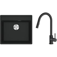 Set évier en granit Franke Maris 114.0661.761, mitigeur de cuisine Oltens Litla 35204300