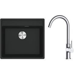 Set évier en granit Franke Maris 114.0661.761, mitigeur de cuisine Oltens Skafta 35206100
